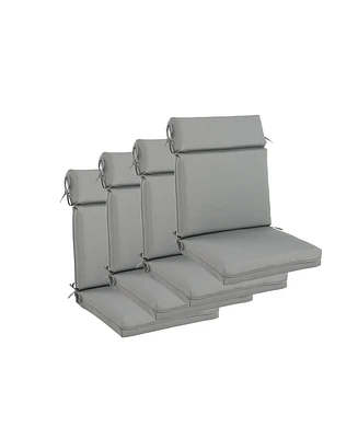 Aoodor 4Pcs Outdoor Cartridge High Back Dining Chair Cushion Set, Fade and Water Resistant Polyester Fabric Cover with Ties Zipper