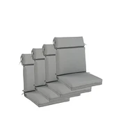 Aoodor 4Pcs Outdoor Cartridge High Back Dining Chair Cushion Set, Fade and Water Resistant Polyester Fabric Cover with Ties Zipper