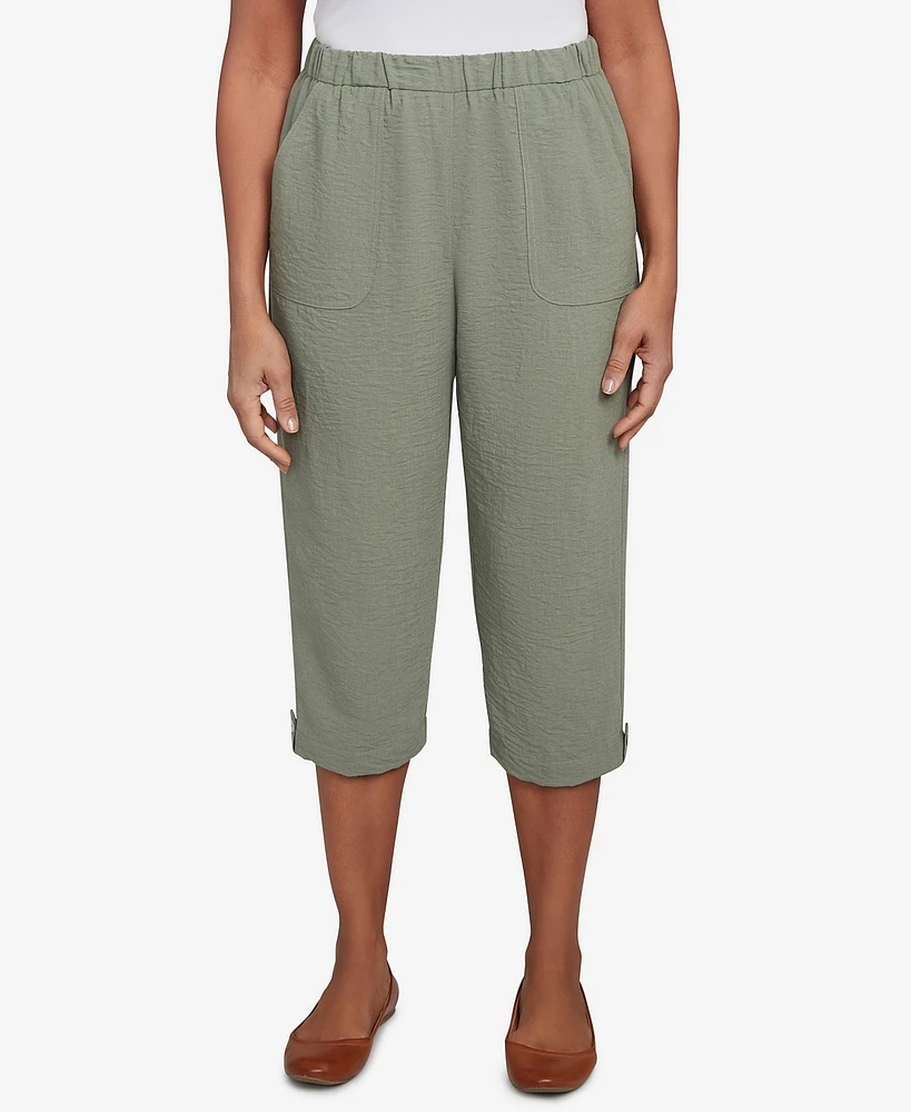 Alfred Dunner Petite Copper Canyon Button Tab Patch Pocket Capri Pants