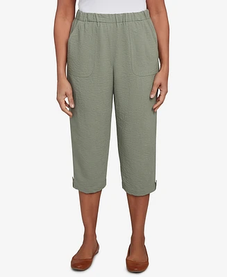 Alfred Dunner Petite Copper Canyon Button Tab Patch Pocket Capri Pants