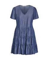 City Chic Plus Denim Tier Dress