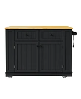 48" Kitchen Island w/ Stools, Power, Storage, Drop Leaf
