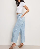 Good American Women's Weightless Skate Cropped Wide-Leg Jeans