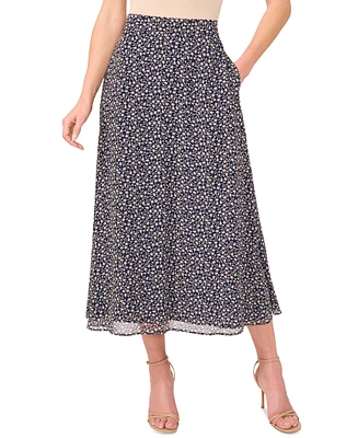 CeCe Women's Floral-Print A-Line Midi Skirt