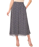 CeCe Women's Floral-Print A-Line Midi Skirt