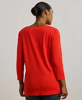 Lauren Ralph Plus Cotton Jersey Three-Quarter-Sleeve Tunic