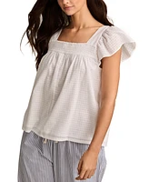 Lucky Brand Women's Cotton Smocked Square-Neck Peasant Top