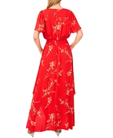 CeCe Women's V-Neck Smocked Waist Maxi Dress