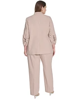 Calvin Klein Plus Novelty 3/4-Sleeve One-Button Jacket