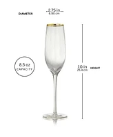 Rocher Champagne Flutes, Set of 4, 8.5 Oz