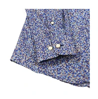 Luchiano Visconti Men's Leo Blue Daggered Print shirt