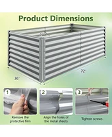 6 x 3 x 2 Feet Metal Rectangular Raised Garden Bed with Open Bottom Design