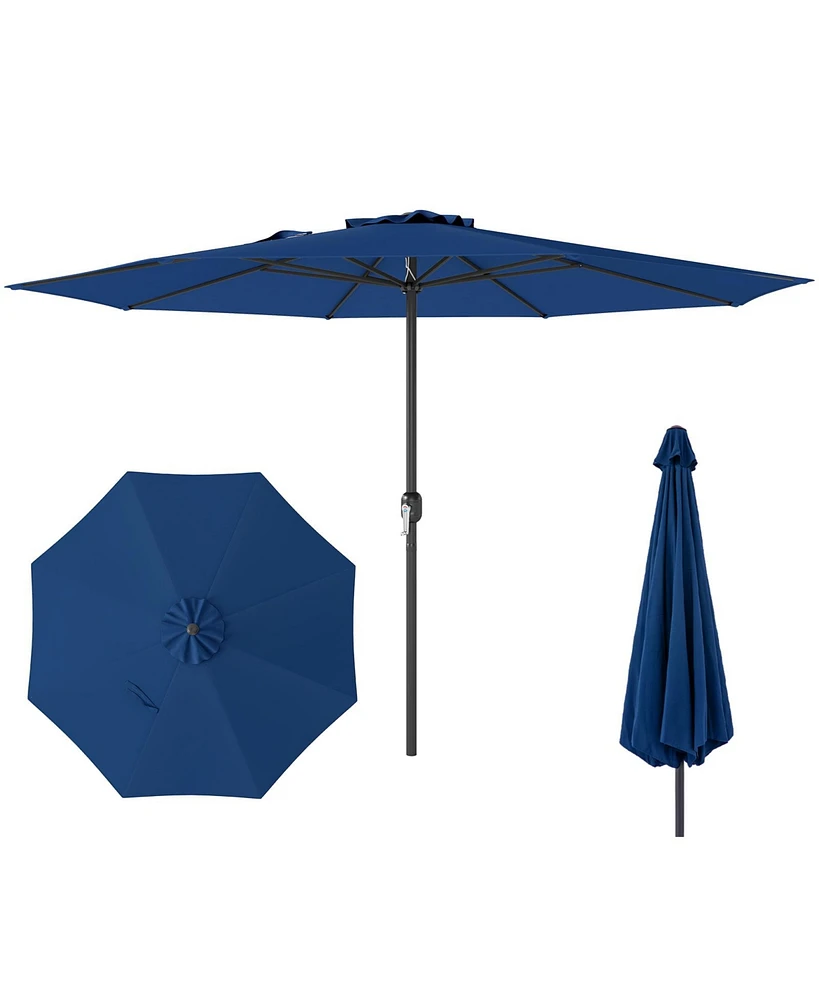 12 Feet Patio Umbrella with Crank Handle and 8 Sturdy Ribs