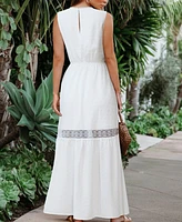 Cupshe Women's Ethereal Lace Trim Maxi Beach Dress