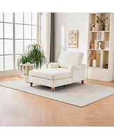 Modern Mid-Century Indoor Oversized Chaise Lounger Comfort Sleeper Sofa with Soild Wood Legs