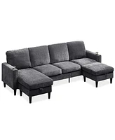 Chenille Sectional Sofa, U Shaped Sofa Couch with High Density Memory Foam, 4 Seat Comfy Modular Sofa Couch for Living Room, Modern U Shaped Sectional