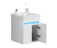 Modern Bathroom Vanity with Ceramic Sink and Automatic Lighting