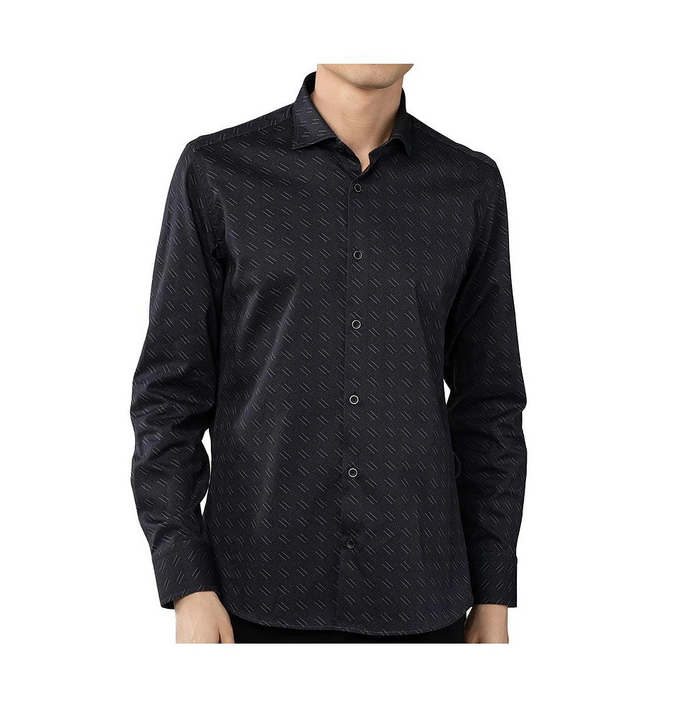Luchiano Visconti Men's Black Jacquard shirt