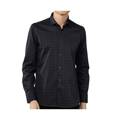Luchiano Visconti Men's Black Jacquard shirt