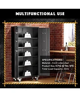 Veripco Garage Storage Cabinets with Locking Doors and 4 Adjustable Shelves, Metal Storage Cabinets with Wheels for Garage, Office, Kitchen, Laundry&U