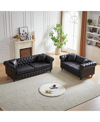 Fx 3 Seats + 2 Seats Combo Sofa Modern living room sofa with solid wood frame and wooden feet, 4 cushions, apartment sofa furniture for living room, l