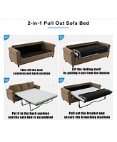 Convertible Sofa Bed with 3.35" Memory Foam Mattress, 81.5" Queen