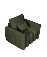 Modern Lounge Chair - Teddy Fabric Sofa with Pillow - Army Green
