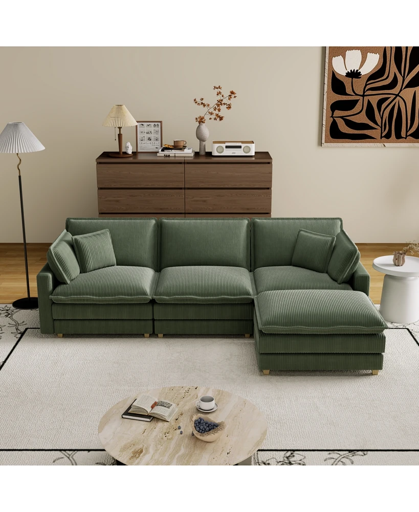 Modular Sectional Sofa,Deep Seat Couch for Living Room, 4 Pillow, Green