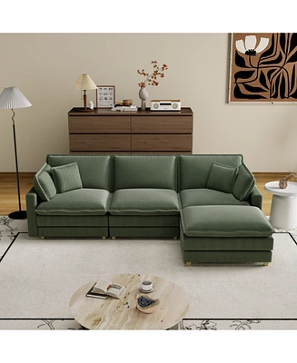 Modular Sectional Sofa,Deep Seat Couch for Living Room, 4 Pillow, Green