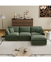 Modular Sectional Sofa,Deep Seat Couch for Living Room, 4 Pillow, Green