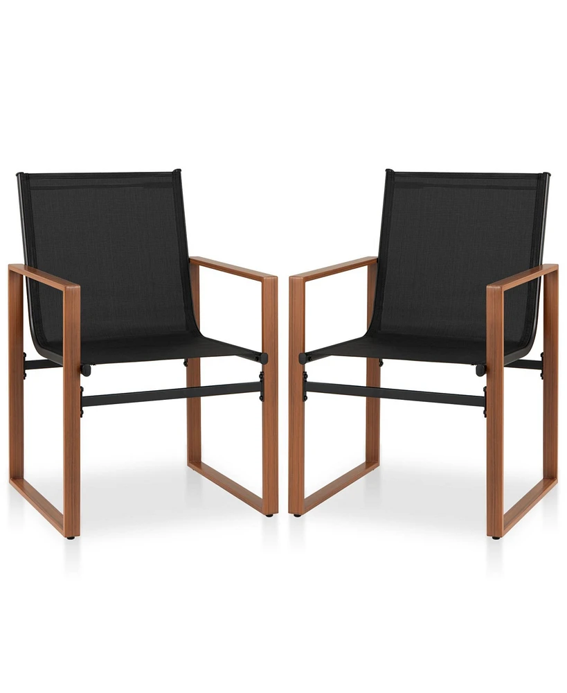 Outdoor Dining Chairs with Breathable Seat and Backrest Set of 2