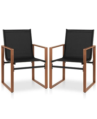 Outdoor Dining Chairs with Breathable Seat and Backrest Set of 2