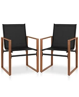 Outdoor Dining Chairs with Breathable Seat and Backrest Set of 2