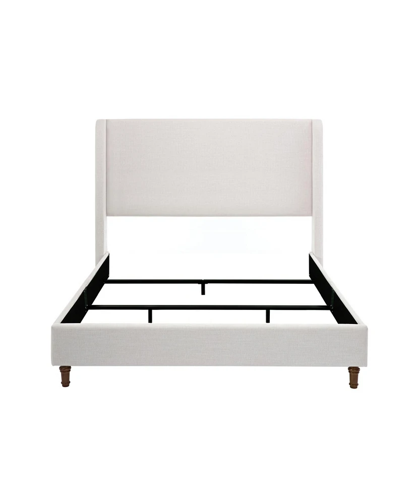 Hayden Wingback Upholstered Queen Bed: Tall Headboard, Ivory Canvas