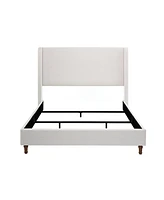 Hayden Wingback Upholstered Queen Bed: Tall Headboard, Ivory Canvas