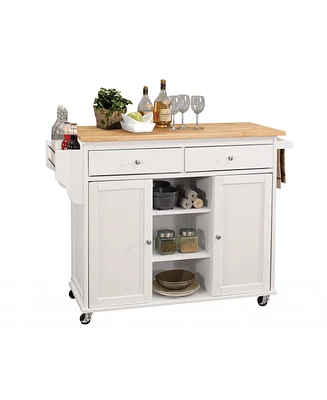 Modern Kitchen Island with Storage Shelves and Drawers