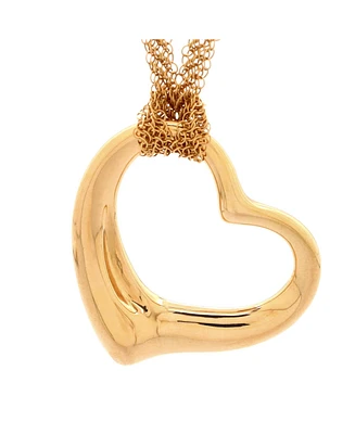 Pre-Owned Tiffany & Co. 36mm Elsa Peretti Open Heart Mesh Pendant Necklace 18K Rose Gold