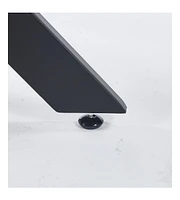 Black Dining Table with cross metal leg and tempered glass,Modern Space Saving Kitchen Table for Living Room
