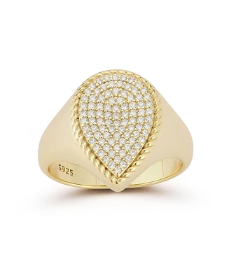 Rachel Zoe Sterling Silver Pave Pear Signet Ring