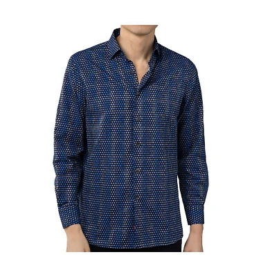 Luchiano Visconti Men's Multicolor Circle Print Shirt