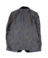 Elie Balleh Boys Navy Slim Fit Floral Shawl Collar Blazer