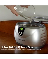 Magnasonic Ultrasonic Cleaner, 20oz Stainless Steel Tank, Digital Timer, 5 Cleaning Modes, w/ 8oz Gem & Jewelry Cleaner Concentrate Solution for All J