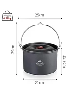 Naturehike Camping Soup Pot Cookware with Lid Large Outdoor Portable Hanging Pot Cooking Set for 1-6 People