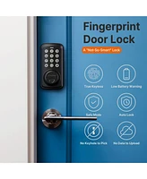 Zachvo Fingerprint Door Lock Keyless Deadbolt, Electric Door Locks with Keypads and Emergency Charging Port