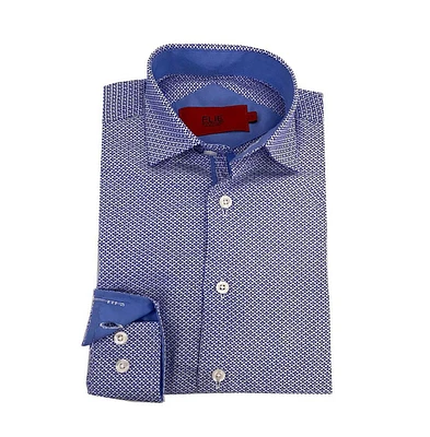 Elie Balleh Little Boys Blue Tonal Neat Slim Fit Shirt