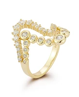 Rachel Zoe 14K Gold Plated Sterling Silver Pave Wave Band Ring