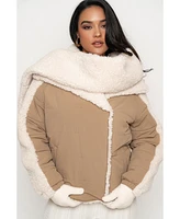 Jluxlabel Women's Contrast Sherpa Jacket