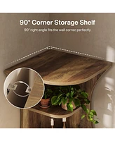 Tribesigns 73.2" Tall Corner Bookcase Set of 2, Farmhouse 6-Tier Corner Shelf for Small Space, Freestanding Bookshelf Display Shelf Plant Stand,