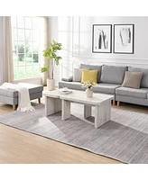 Rectangular Wood Detachable Coffee Table in White (47.24"x23.62" & 35.43"x31.49")