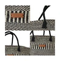 Balance Stripes Handmade Sisal Beach Market Sustainable Straw Basket Tote Bag